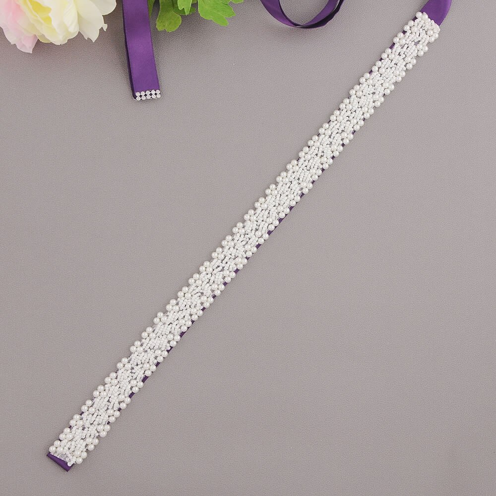 Wedding Sash Strass Zijden Lint Bruiloft Bruids Riem Crystal Sash Art Deco Strass Riem Wedding Sash Belt Bridal Gown: Purple