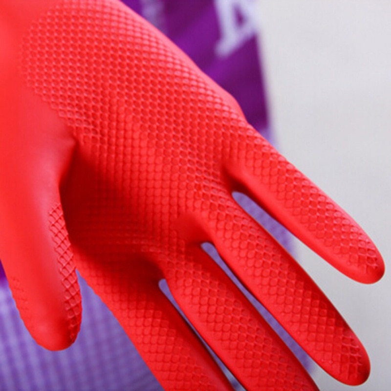 Dame fleksible komfortable gummi rene handsker rød skål vask lange handsker husholdnings rengøringsværktøj handsker beskytter