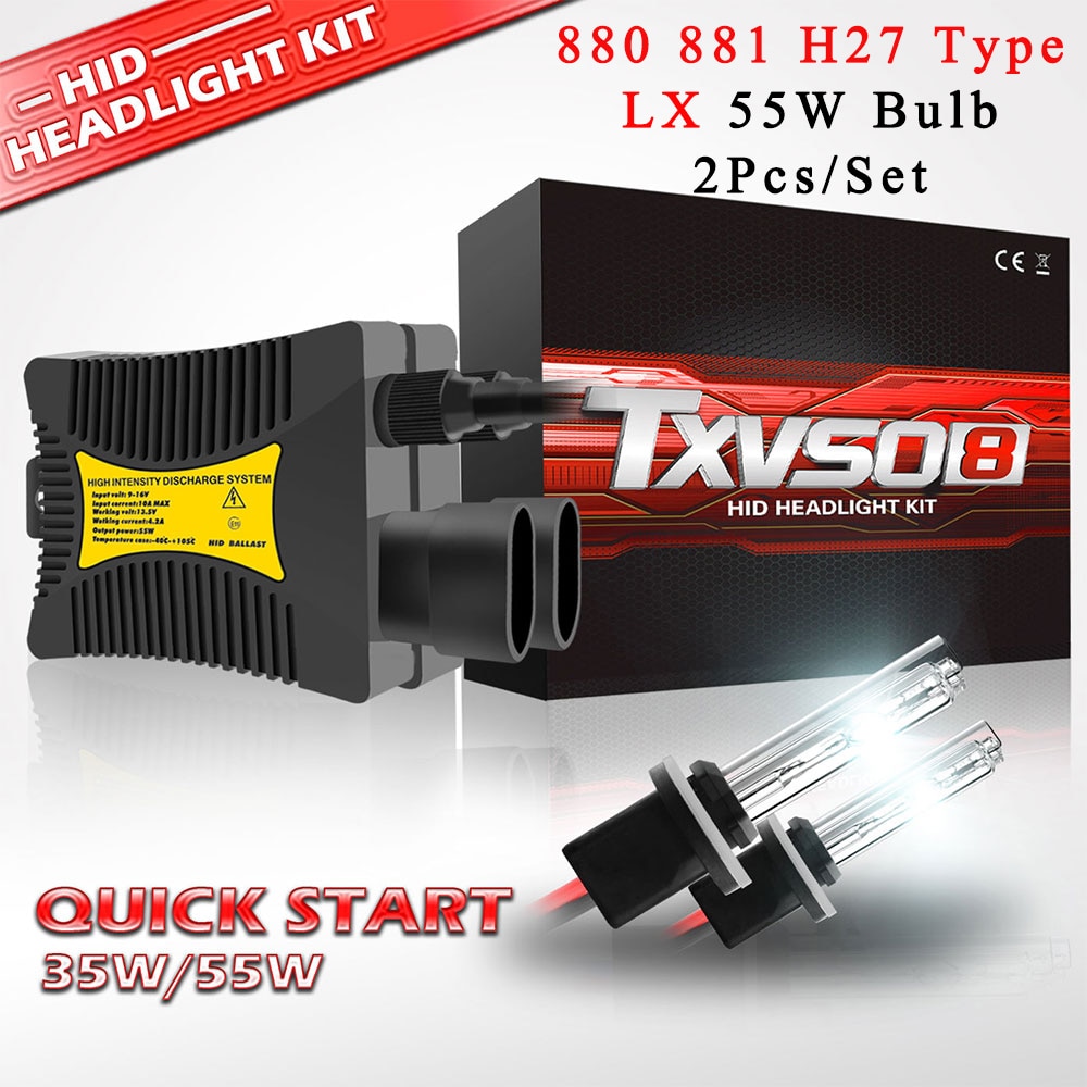 TXVSO8 H27 880 881 Type Xenon Headlight Kit 2Pcs 25W HID Bulbs With Ballast 3000K 4300K 5000K 6000K 8000K 10000K 12000K Headlamp