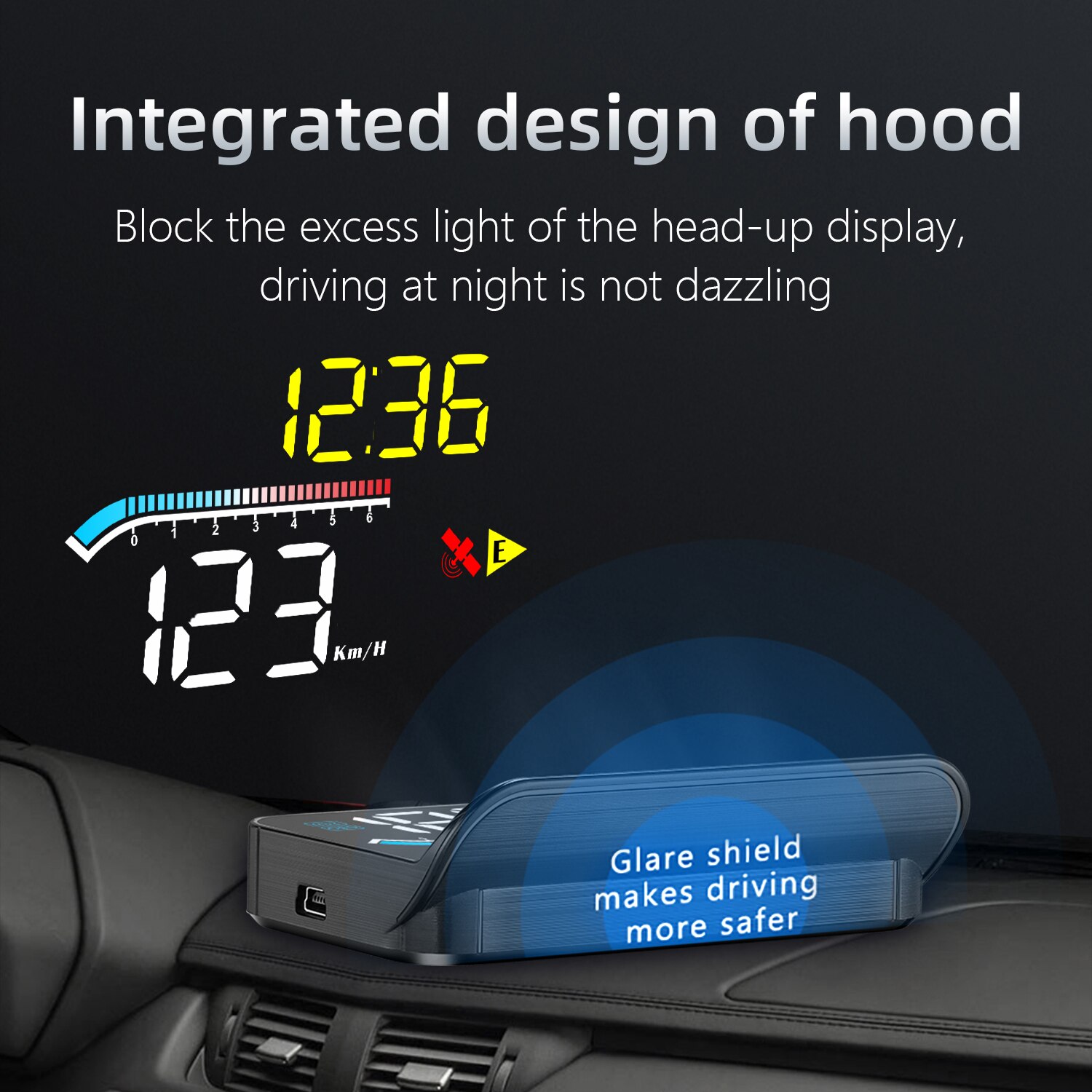 GEYIREN HUD Head Up Display Auto OBD2 GPS Dual System Projector for Car Glass Security Water temp Alarm Electronic Accessories