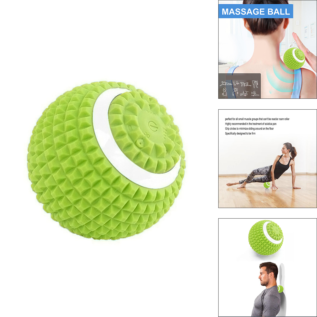 Massage Ball USB 10cm Spiky Massage Roller Full Body Exercise Vibrating Ball: Green