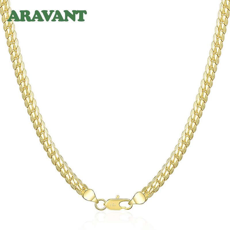 Gouden Kettingen Zilver 925 Breed 5Mm Platte Zijwaarts Ketting Voor Mannen Mode-sieraden