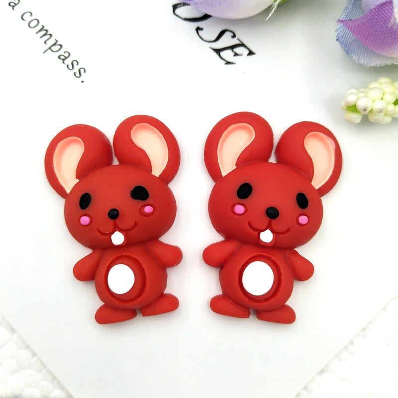10pcs Mixed hand painted mouse resin flat back Cabochons Embellishments Accessories DIY Hair Bows Center: Red