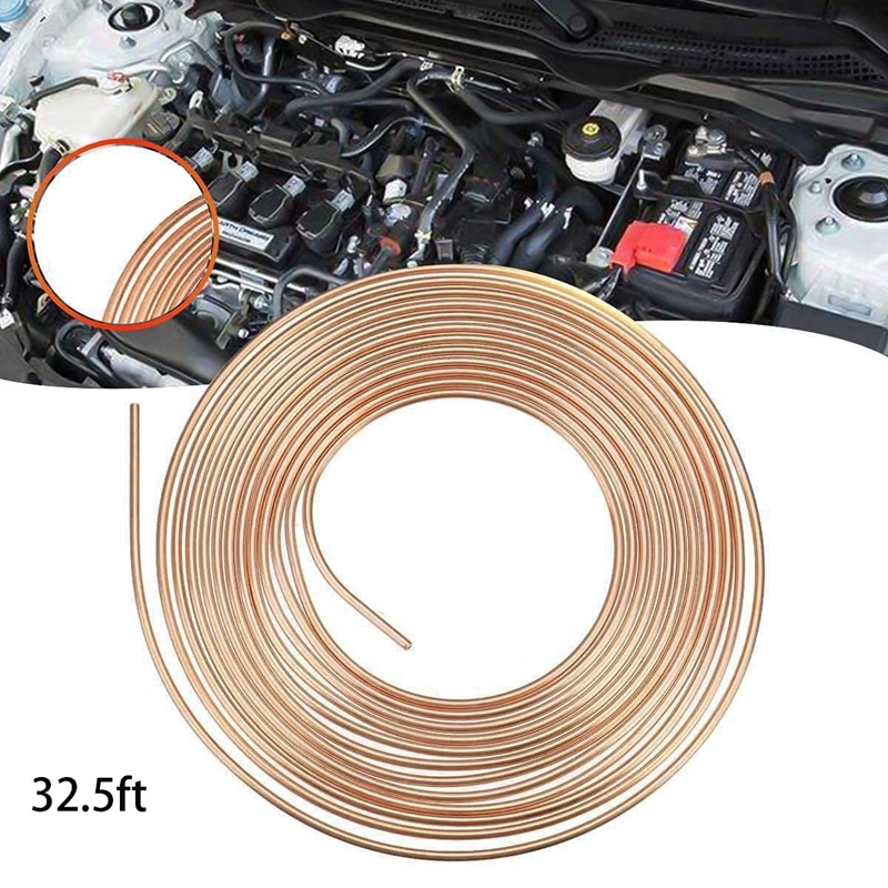 32.8 Ft Brake Pipe Copper-Plated Steel Pipe 3/16 Inch Car Replacement Brake Pipe Kit Car Brake Hose: Default Title