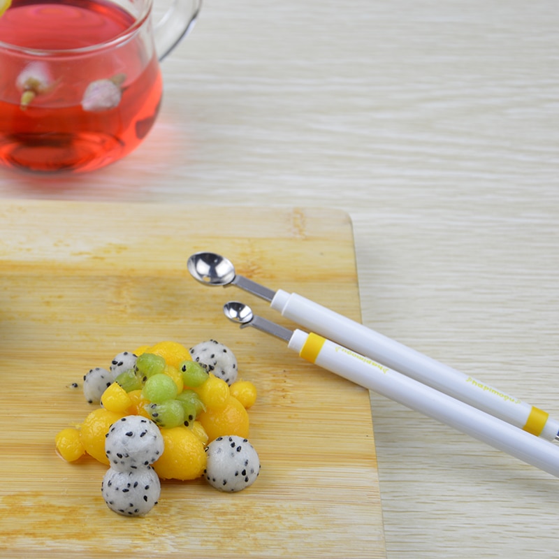 Mini boule à pommes, cuillère à Melon, boule à glace, boule à creuser, cuillère à crème glacée, outil de cuisson à Double extrémité en acier inoxydable, accessoires de cuisine, Gadgets de bricolage