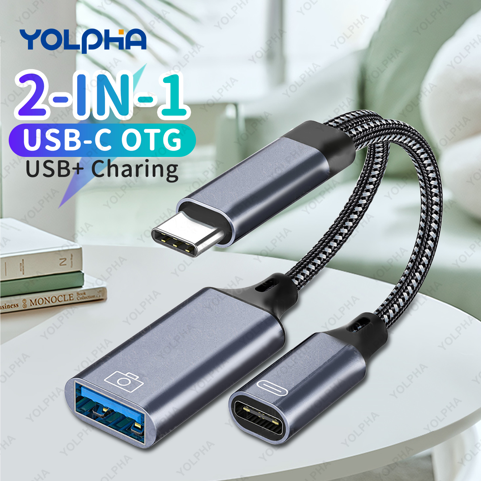 Kabel USB C OTG Adapter telefoniczny 2 w 1 typu C na USB A z portem ładowania PD do telefonu Samsung Huawei Xiaomi Laptop Tablet
