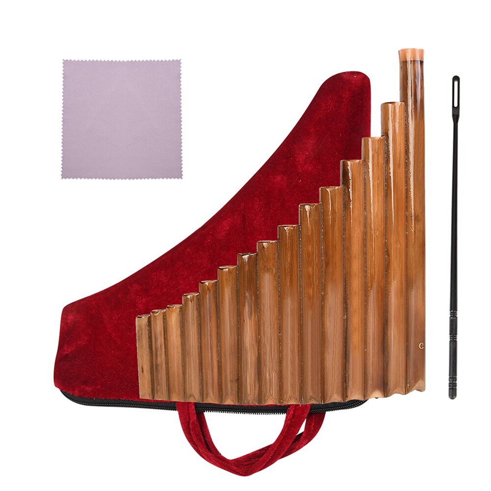 15 Pipes Natural Bamboo Wind Instrument G Key Panpipe Chinese Traditional Woodwind Instrument with Cleaning Bar with Storage Bag: right hand tubes
