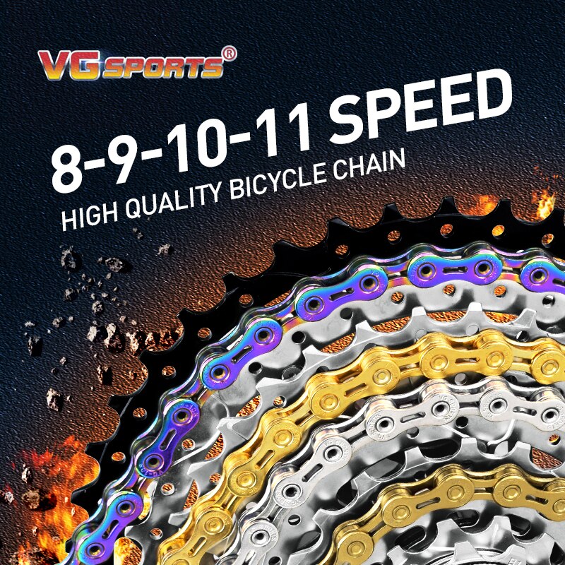 Vg Sport 8 9 10 11 Speed Bike Chain Accessoires Undefined Half Volledige Hollow 116L Zilver Goud Kleurrijke Mountain Mtb racefiets