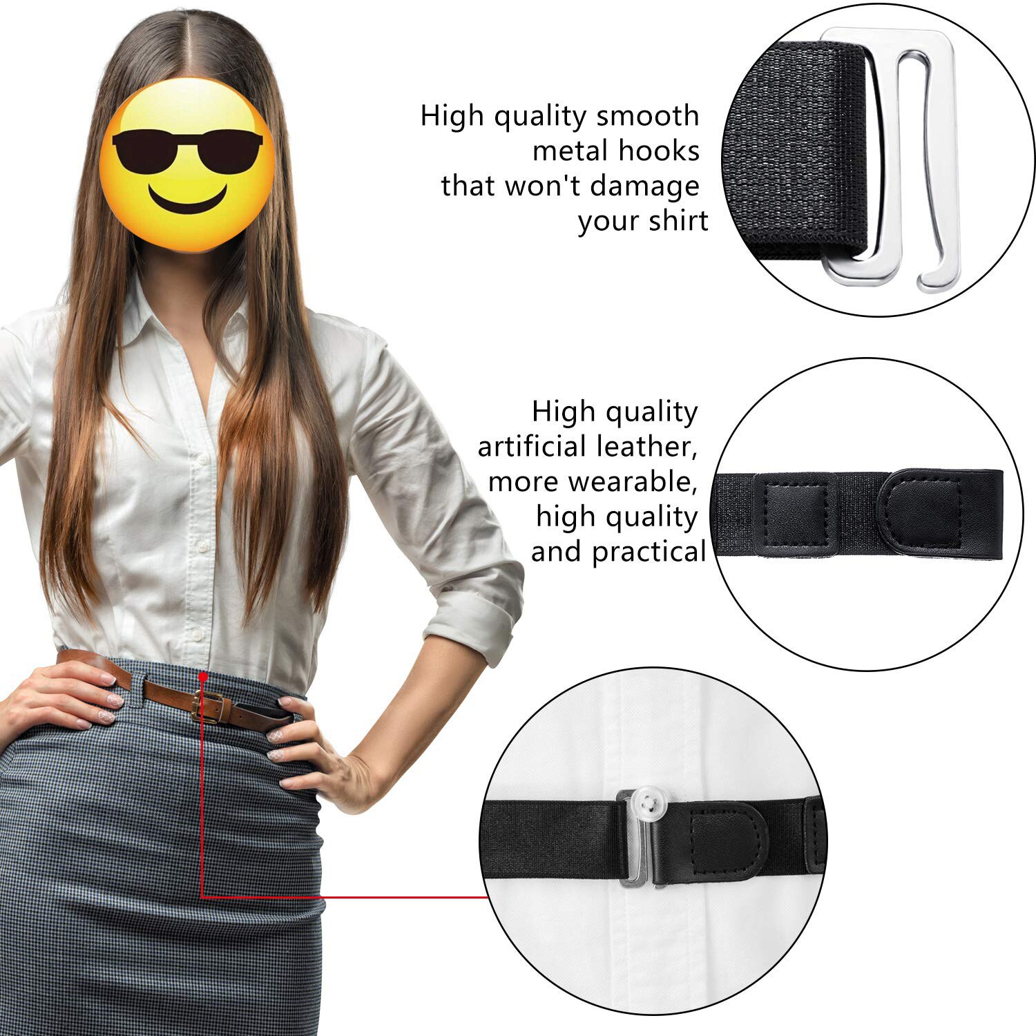 unisex skjorteholder justerbar nær skjorte oppholde seg beste brette den belte til kvinner menn arbeidsintervju formell iført dressing svart