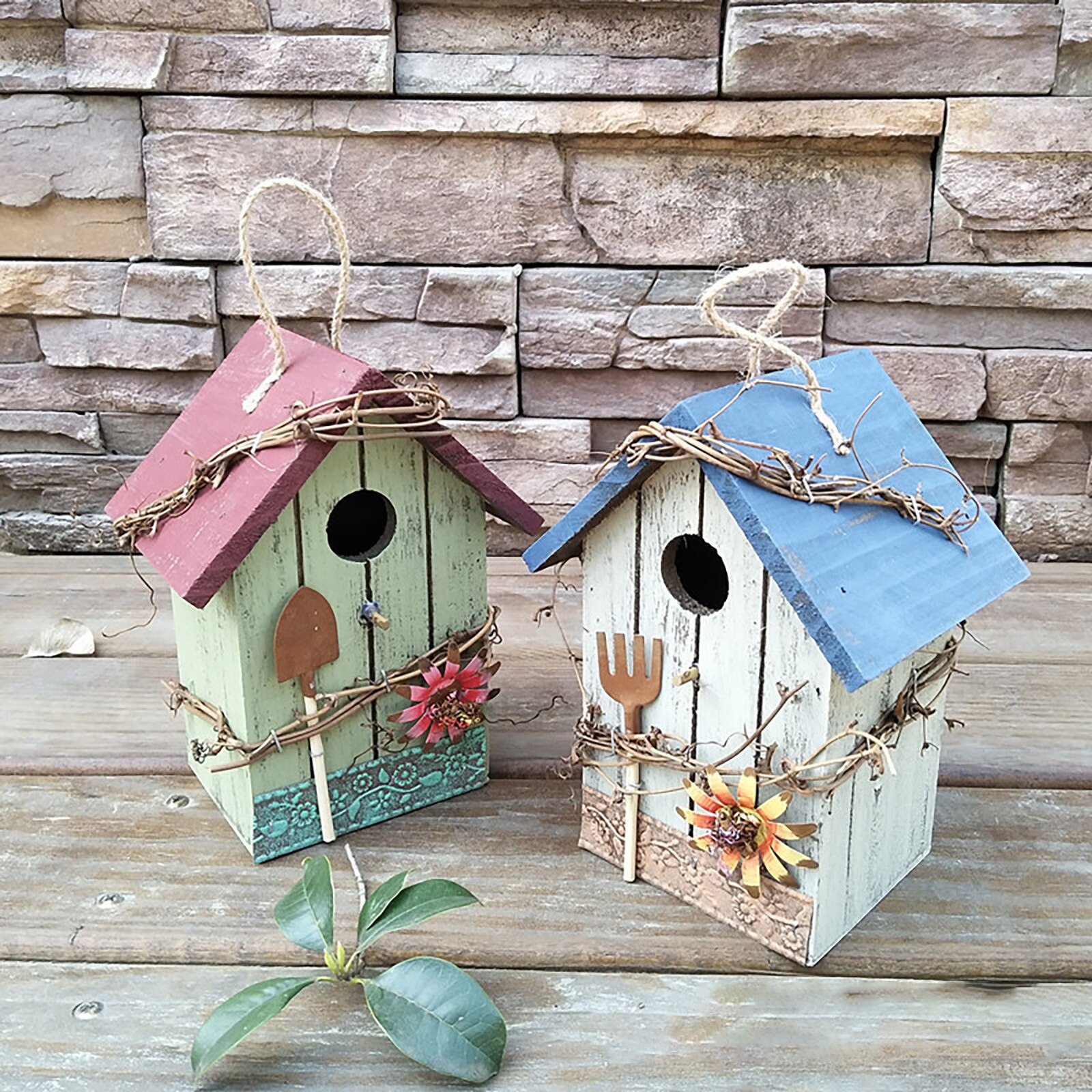 F# Wooden Bird House Nesting Box Hanging Bird Nests Home Garden Decoration Outdoor Nest Bird House Garden Decoration Pet House