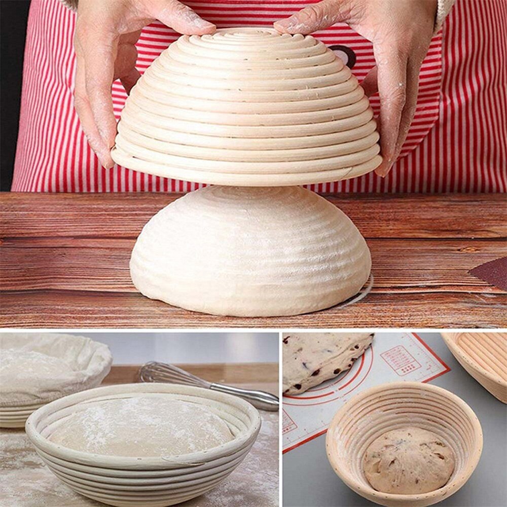 Natural Rattan Bread Proofing Basket Natural Oval Rattan Wicker Dough Fermentation Sourdough Banneton Bread Basket Baking Tools