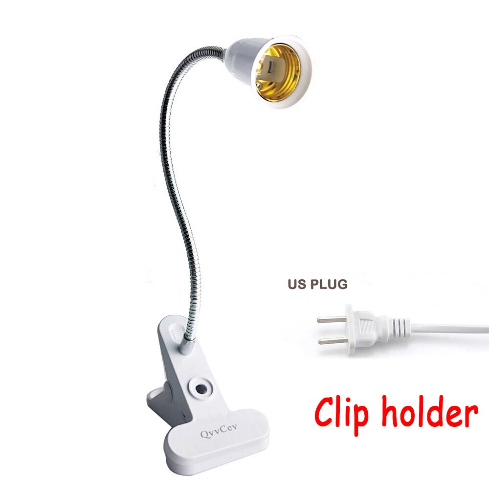 2 head E27 Flexible Lamp base holder Plugs Holder desk Clip socket EU US UK E27 for Book living room night light grow Lights: 1 head US plug