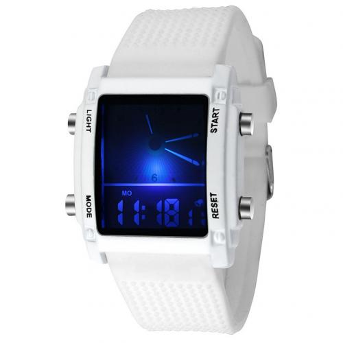 Couple Watches for Women Men Wrist Watch LED Dual Display Electronic Digital Watch Wristwatches часы женские наручные: white