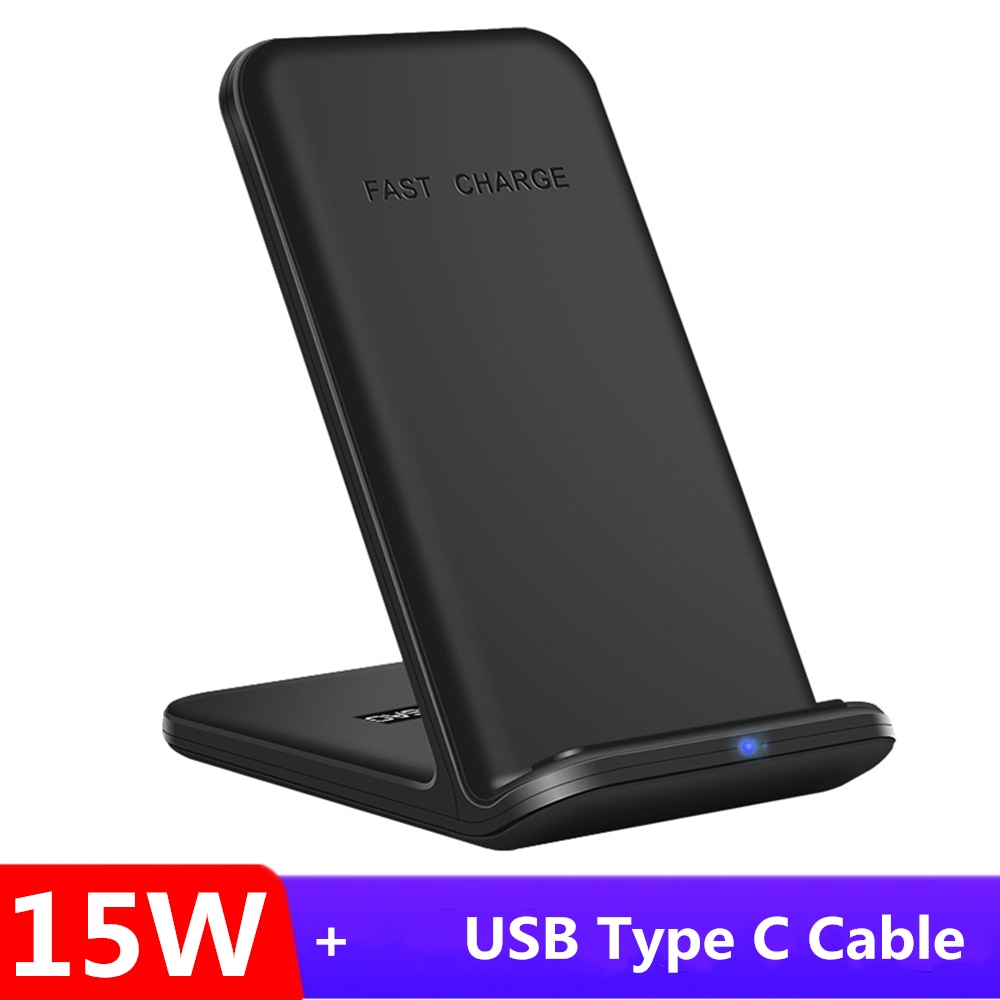 DCAE 15W Qi Wireless Charger Type C Fast Charging Stand for iPhone 13 12 11 XR X 8 Samsung S21 S20 S10 Dock Station Phone Charge: 15W Stand