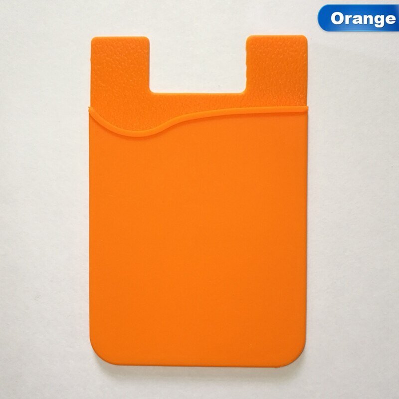 Women Men Cell Phone Card Holder sticker Bus Card Business Credit ID Card Holder Slim Case Pocket Adhesive: orange