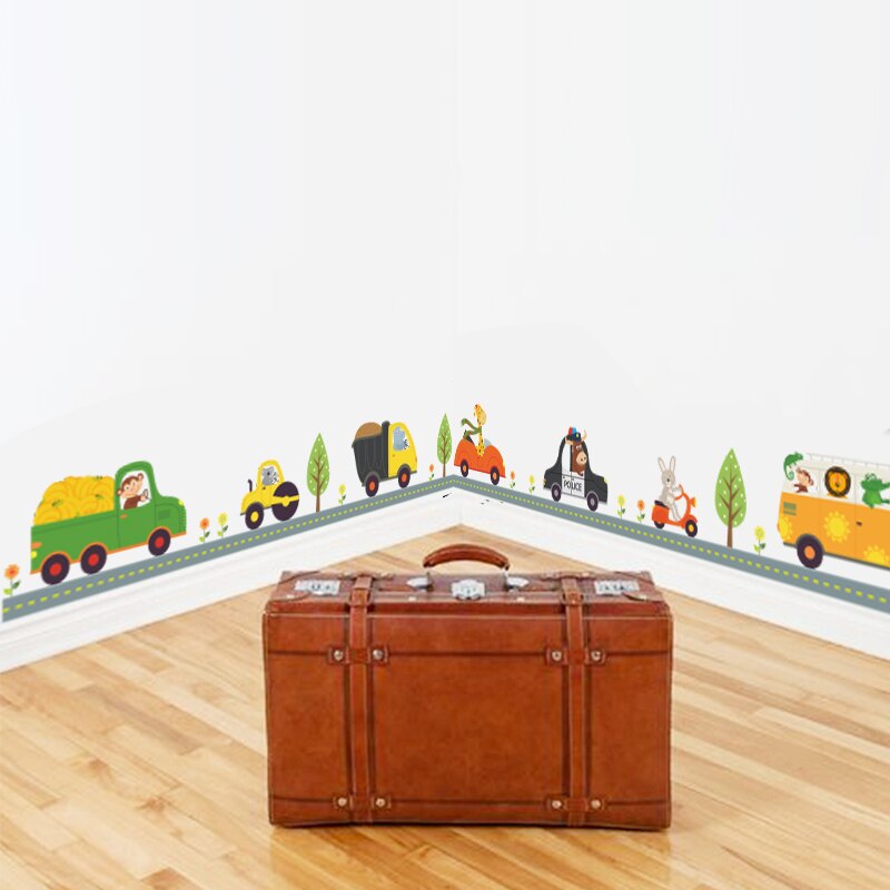 Pegatinas de pared de coches de dibujos animados para habitaciones de niños, vinilos de pared niños, dormitorio infantil, decoración del hogar de guardería