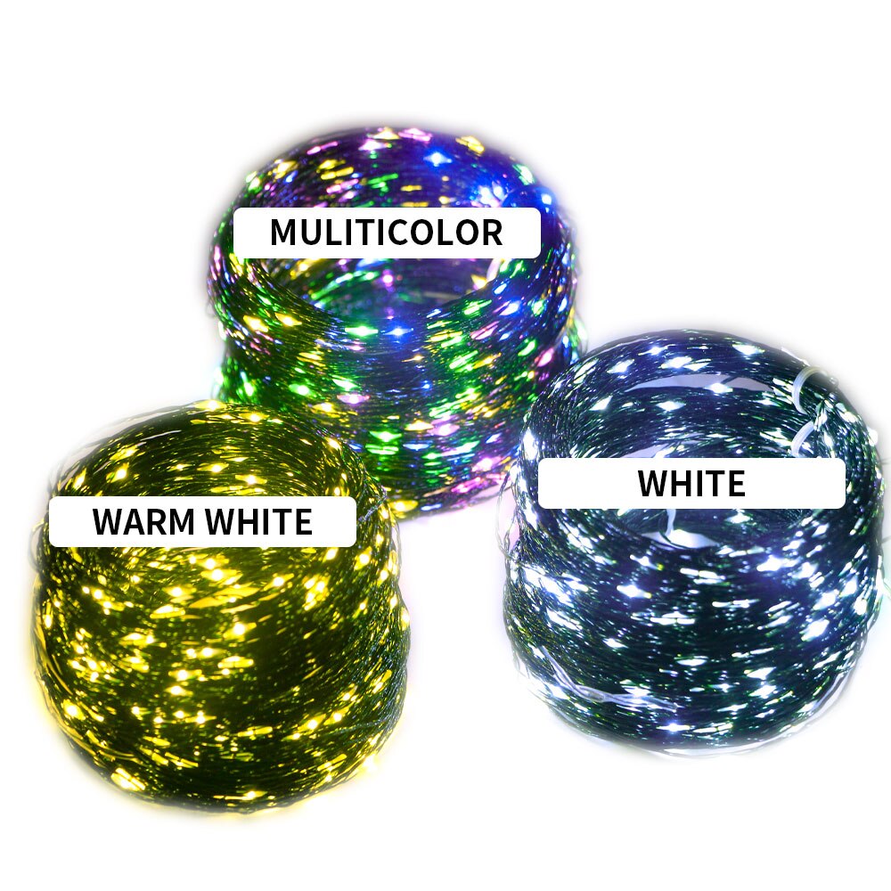 10-200M LED String Lights Fairy Green Wire Outdoor Christmas Light Tree Garland For Year Street Home Party Wedding Decor