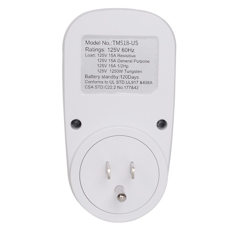 US Plug Outlet Electric 7 Day Weekly Programmable Digital Timer Socket Plug Switch Time Relay Wall Clock Power AC 120V 60Hz