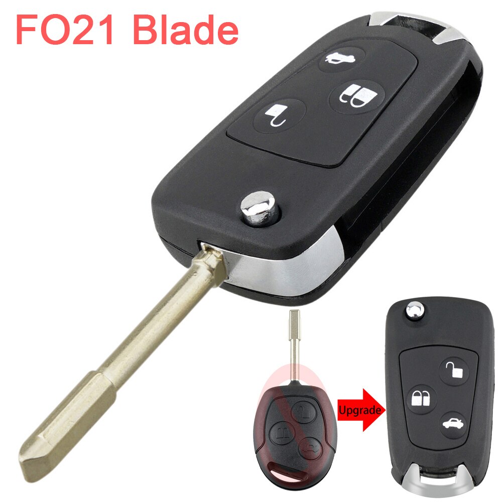 3 Buttons Car Modified Flip Folding Remote Key Flip Fob Shell with FO21 Blade for Ford Mondeo Fiesta Focus KA Transit 2002
