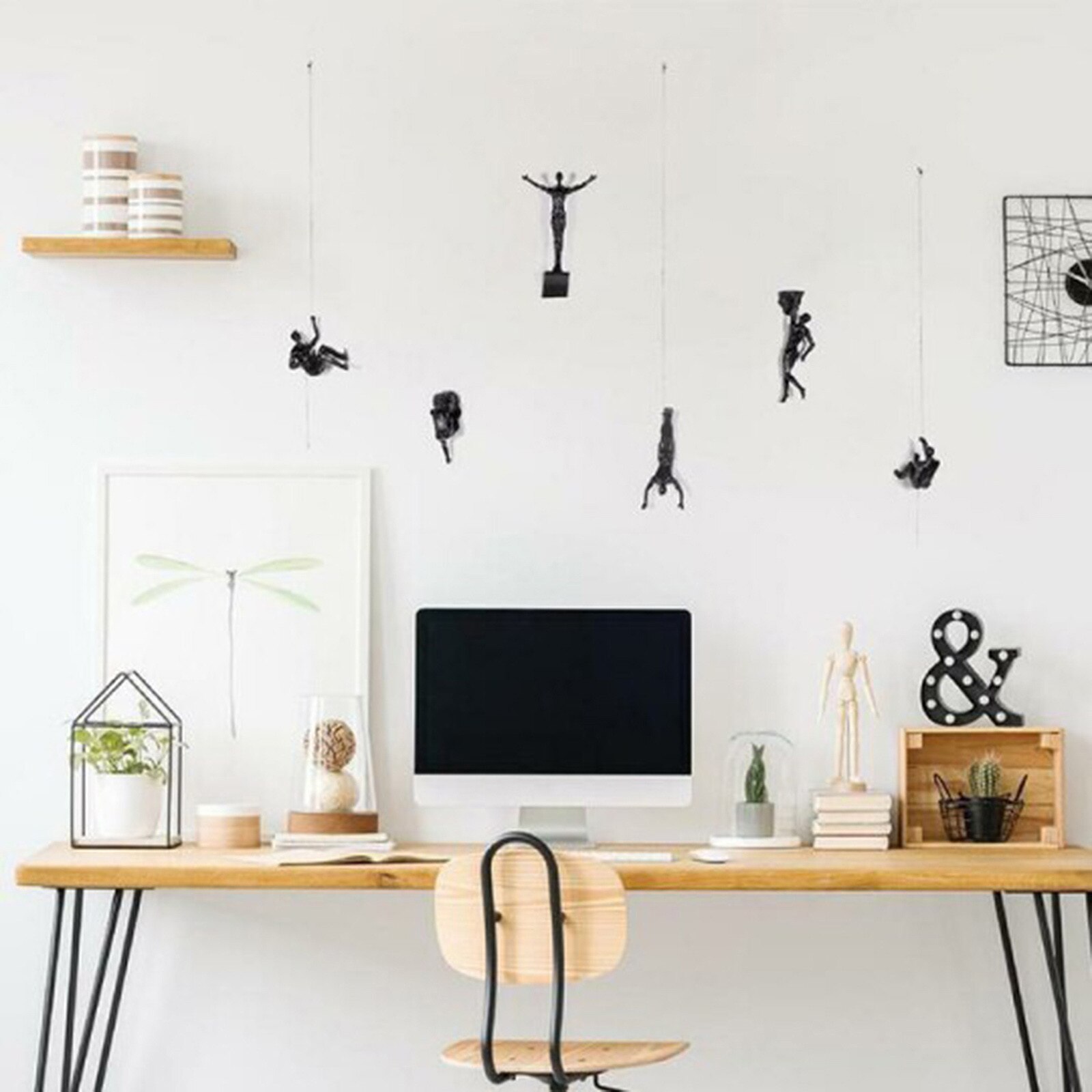 Hanging Statue Background Wall Decoration Climbing Character Pendant Home Decor Mural Climbing Character Statue Resin Decoration