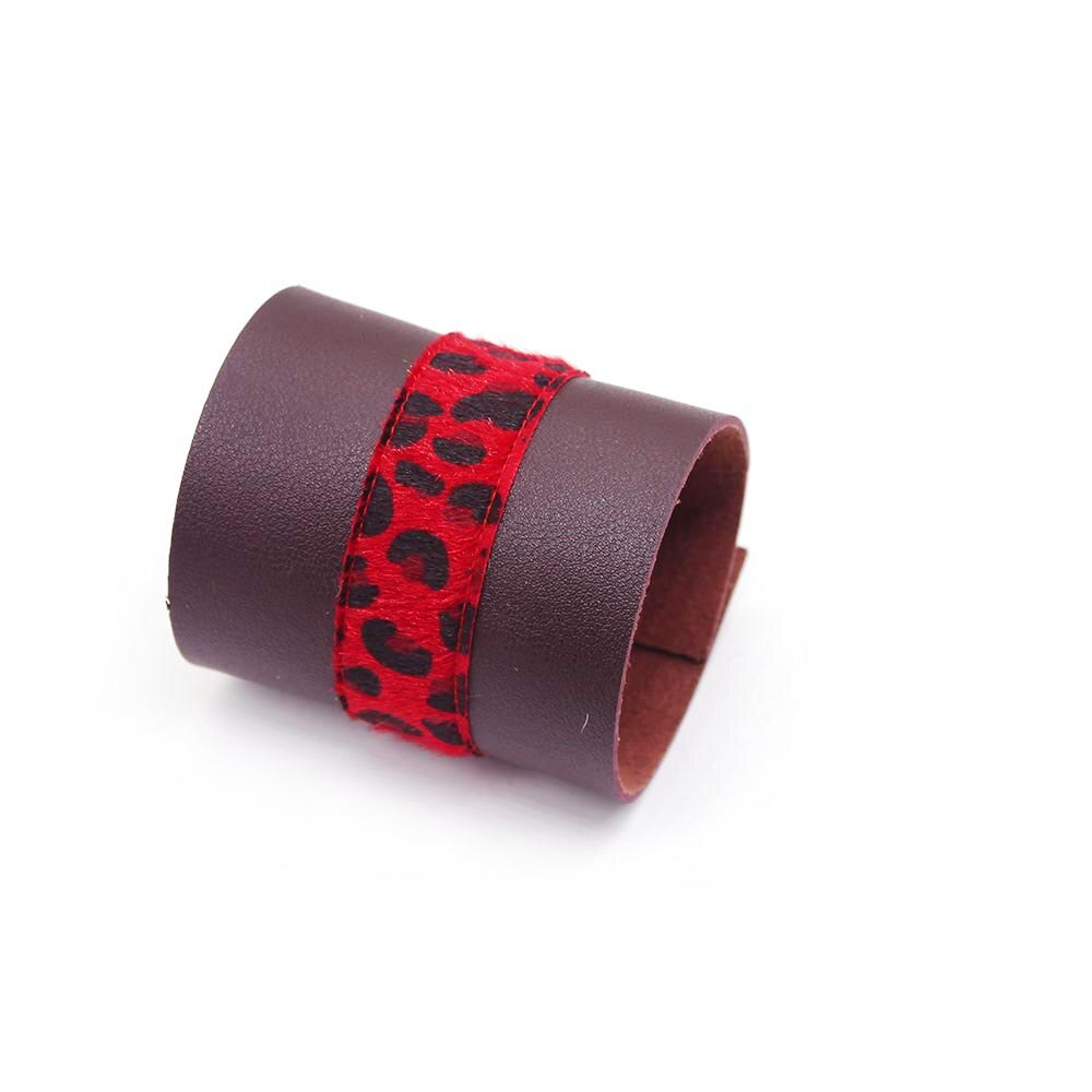 D &amp; D Punk Leer Luipaard Bedelarmband Stijl Luxe Unisex Breed Grote Armband Armband Lederen Sieraden Kerstcadeau: 5