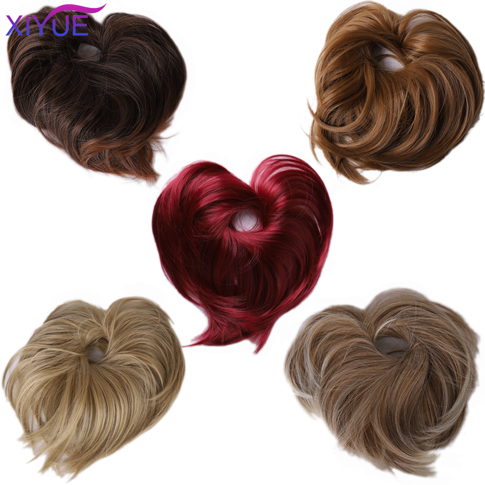 Women's Curly Chignon With Elastic Rubber Band Synthetic Scrunchie Wrap Hair Messy Bun Hairpieces On Messy Bun Ponytails