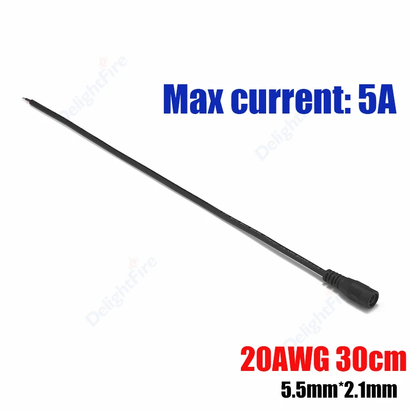 Cable de alimentación CC pelado 22 20 18 AWG macho hembra 12V adaptador conector Pigtail de repuesto para altavoz tira LED cámara CCTV