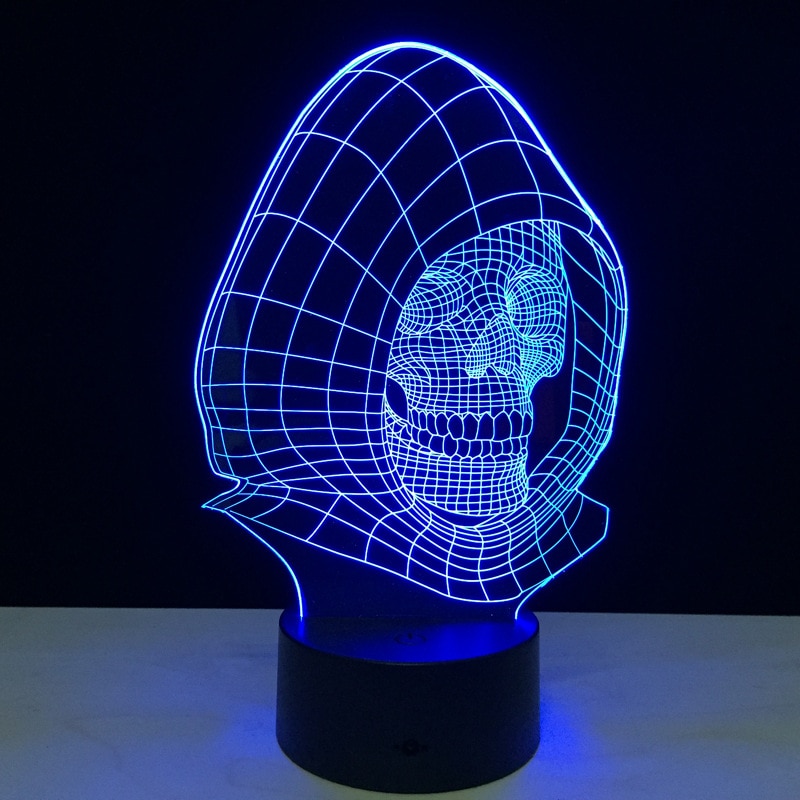 Crâne artistique 3d lampe à LED Table visuelle veilleuse hologramme Illusion forme crânes lampe de bureau Usb lumière LED lampe