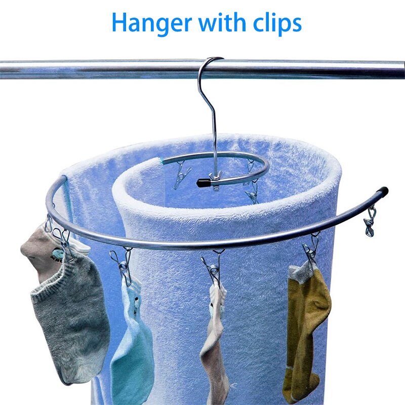Stainless Steel Blanket Hanger Round Drying Rack Spiral Quilt Sheets Hanger Rotating Rack Clips Save Space Indoor Outdoor Hanger
