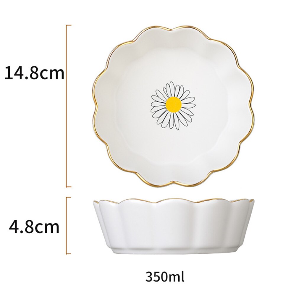 Phnom Penh miseczka ceramiczna zastawa stołowa koronka ze wzorem stokrotki salaterka miska deserowa wielobarwność robić gospodarstwa domowego DNJ998: biały