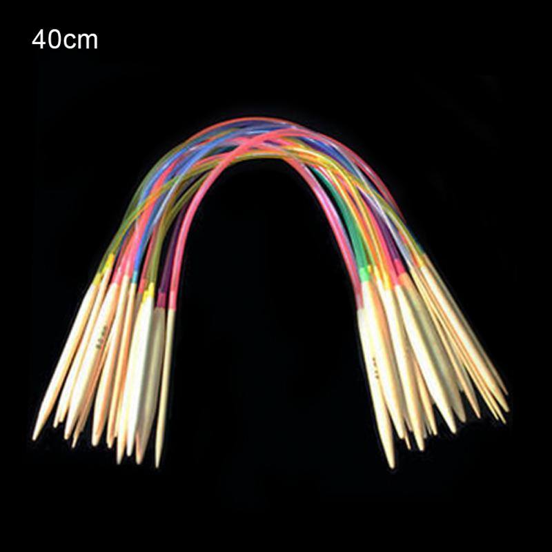 18 pcs Multicolor Tube 40-120cm Bamboe Cirkelvormige Haak Breinaalden Set Dubbele-puntige Naalden Naaien Accessoires #125