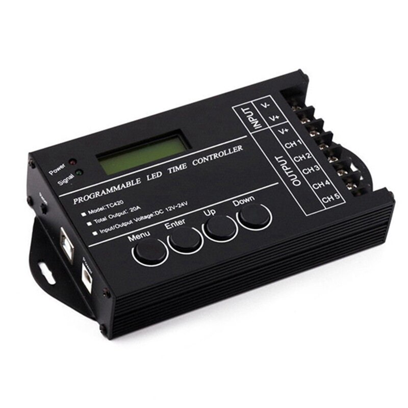Controlador LED RGB programable por tiempo de -TC420 DC12V-24V regulador temporizador LED de 5 CANALES