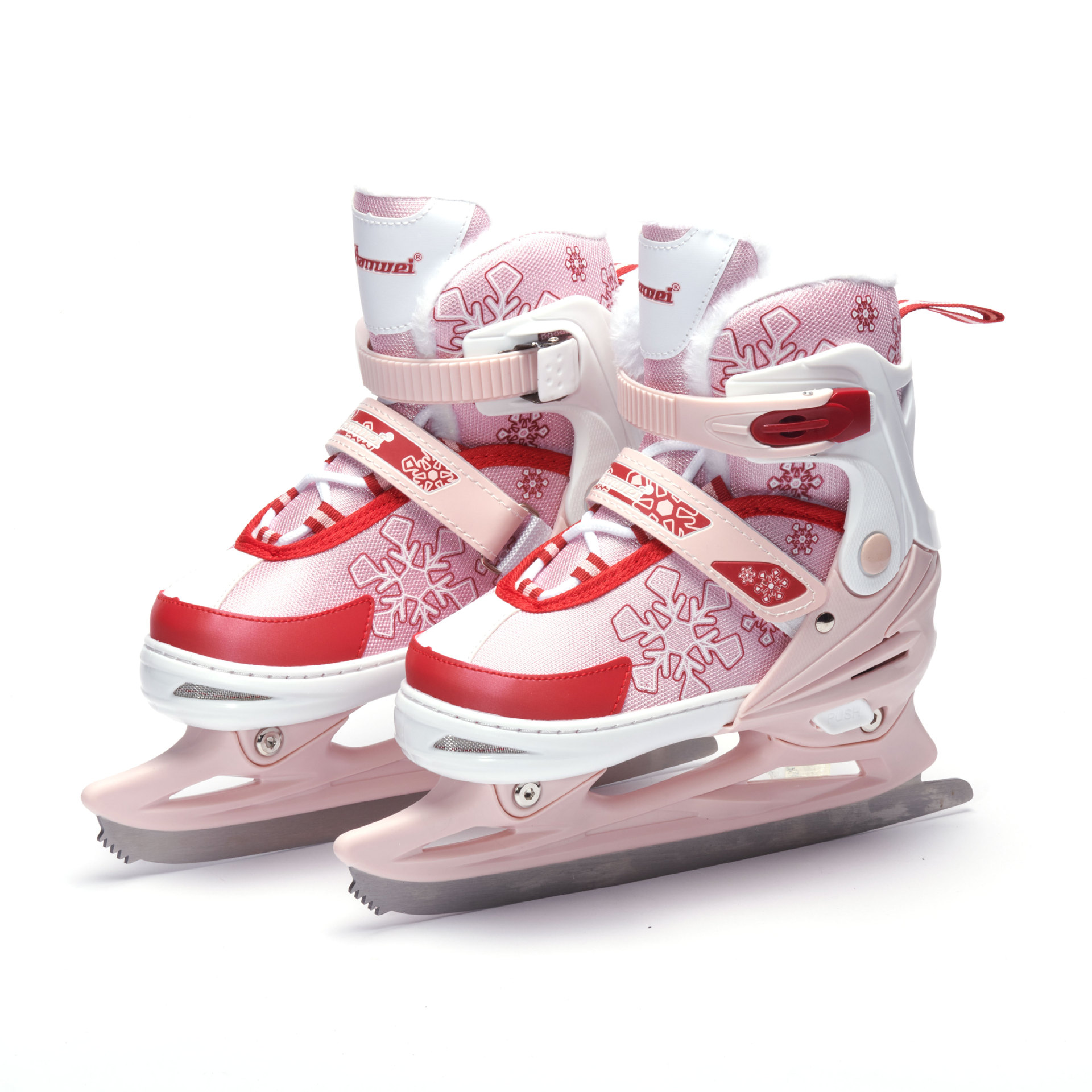 Ice Figure Skates Adjustable Size 30-41 Ice Hockey Skate Shoes With Blade Comfortable Thicken Adult Beginners Kids Warm Sneakers: Beige / 3.5