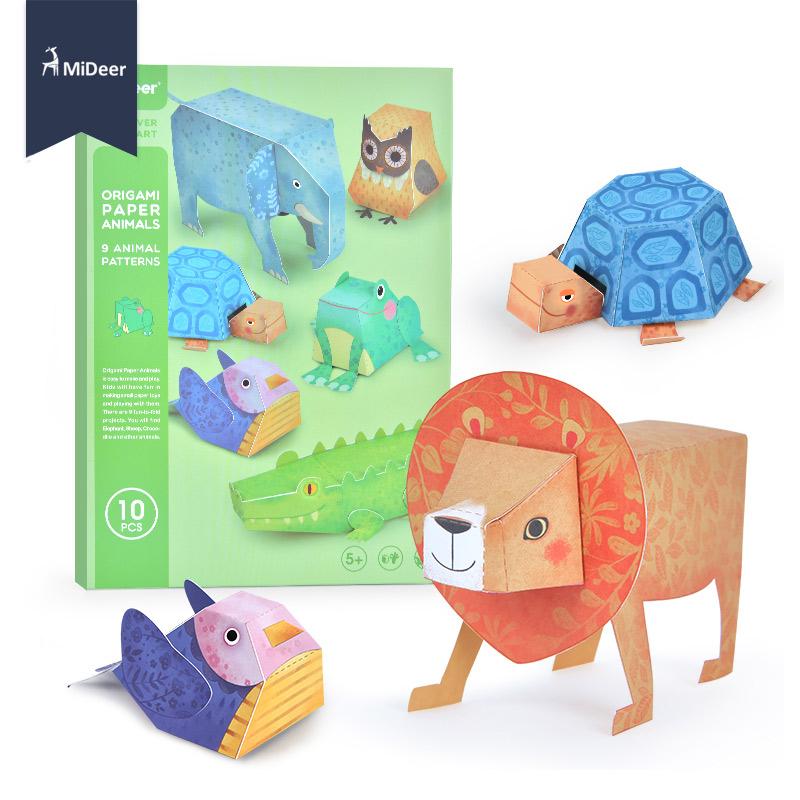 Mideer origami papir dyr håndværkssæt børn tidligt at lære pædagogisk legetøj til børn elefant fugl løve skildpadde håndværk