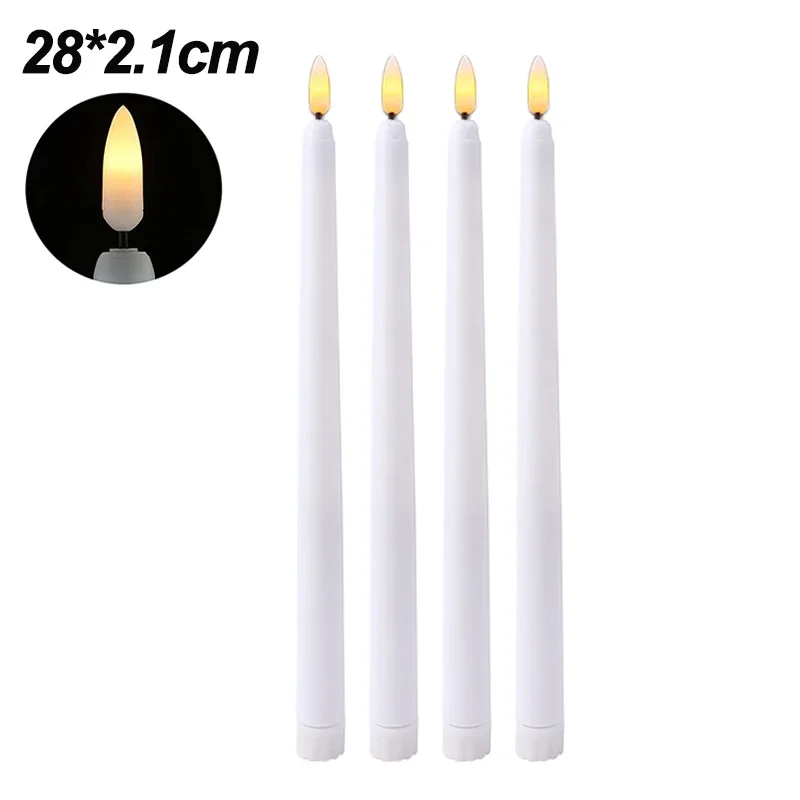 Bougies électroniques LED sans flamme, alimentées par batterie, longue bougie conique, pour fête, mariage, décoration de la maison, lampe clignotante, 3/6 pièces: Rouge / vert clair