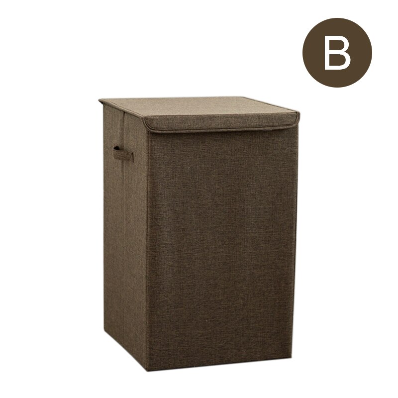 Large Capacity Cotton Linen Laundry Basket Bathroom Dirty Clothes Storage Basket Household Collapsible Waterproof Laundry Hamper: B