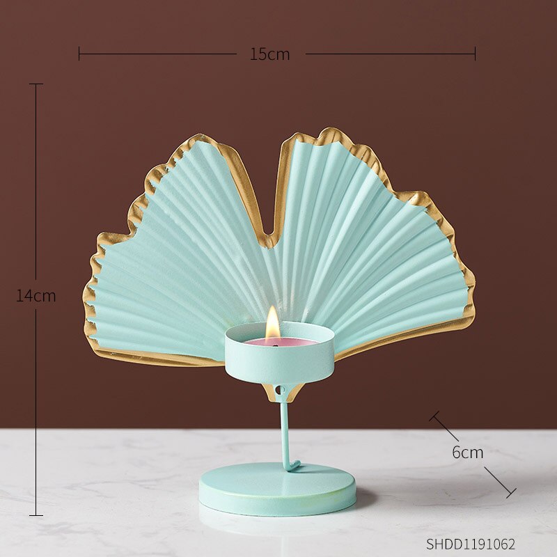 Nordic Thuis Decoratie Gouden Kandelaar Home Decor Tafel Centrum Kandelaar Marokkaanse Decor Moderne Metalen Kerst Middelpunt: Blue-ginkgo biloba