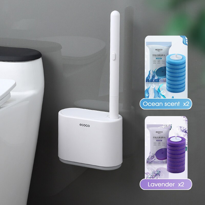 GESEW – ensemble de brosses de toilette jetables à montage mural 360, brosse de nettoyage sans angle mort, brosse de remplacement, tête de brosse, accessoires de salle de bains: Gray-2blue2purple