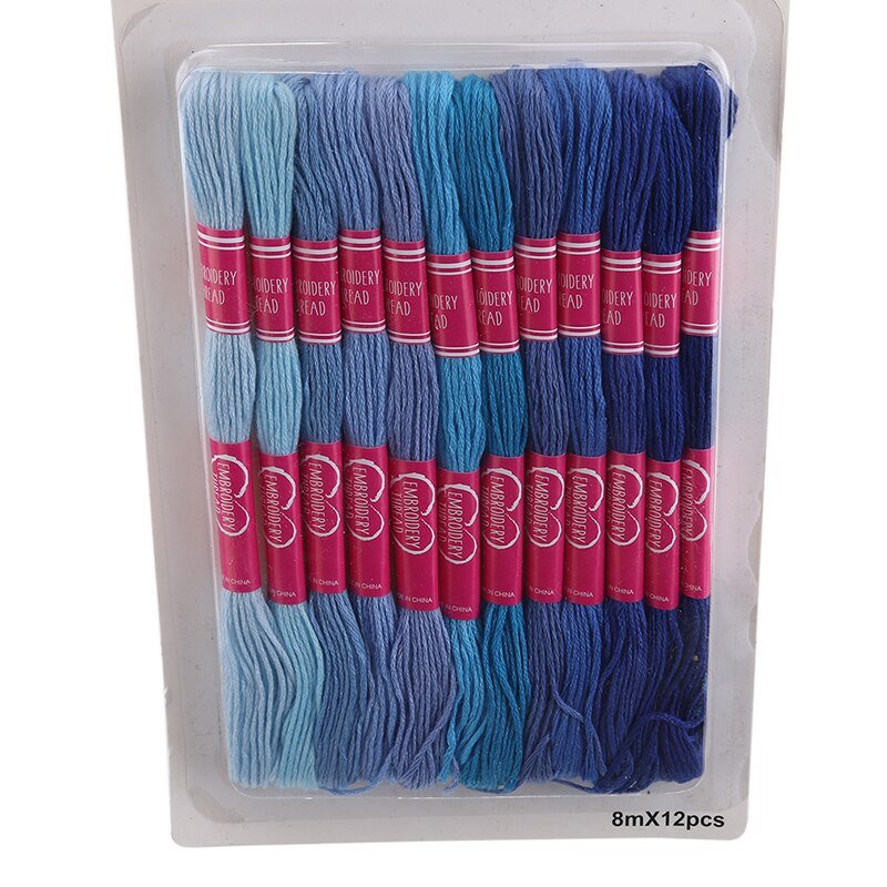 Unieke Stijl Borduurgaren Kruissteek Draad Steek Katoen Floss Naaien Strengen Craft Verschillende Gradiëntkleur: blue