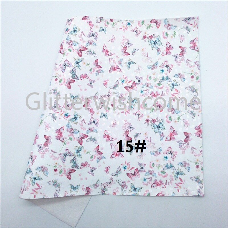 Glitterwishcome 21X29CM A4 Size Vinyl Voor Bogen Gedrukt Vlinder Lederen Fabirc Faux Lederen Lakens Voor Bows, GM3028A