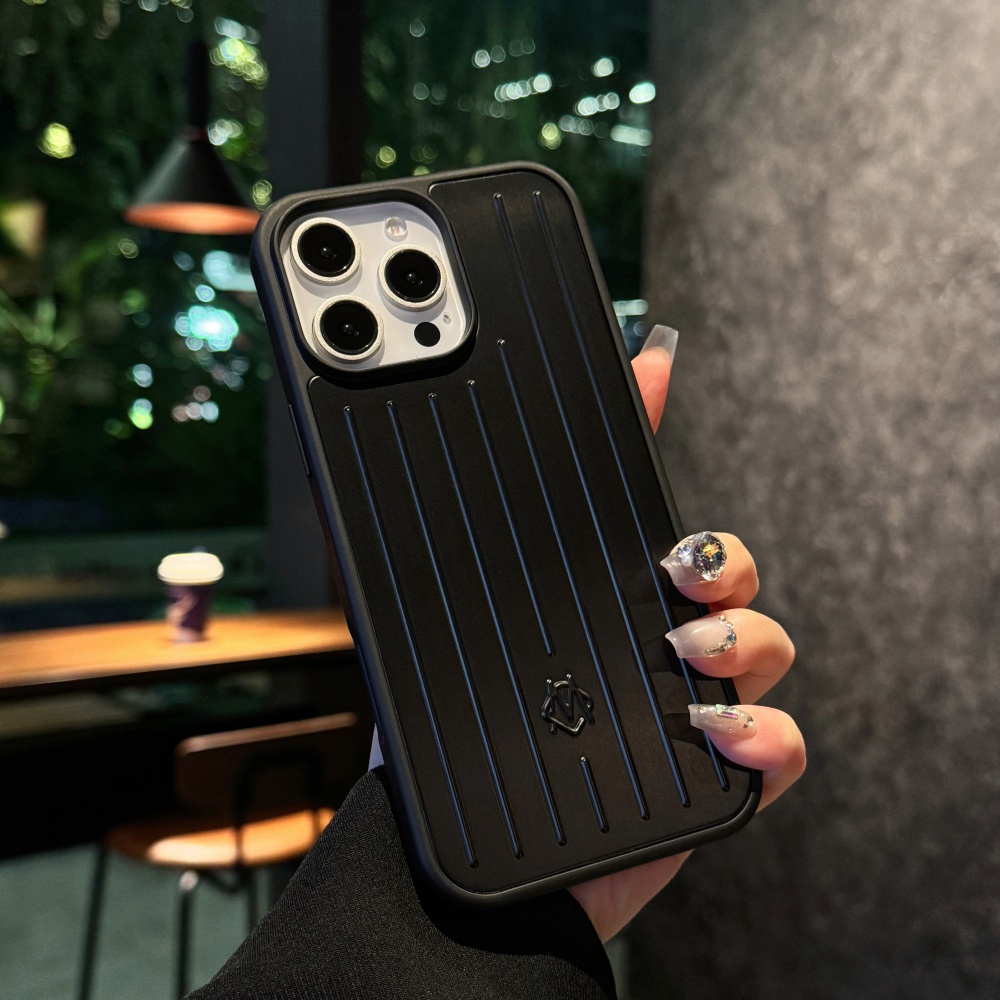 Stilvolle 3D-Gewellte Streifen-Business-Gepäck-Telefonhülle für iPhone 16 14 15 Pro Max 13, silberne, stoßfeste Rückseite: Freier Raum / iphone 13