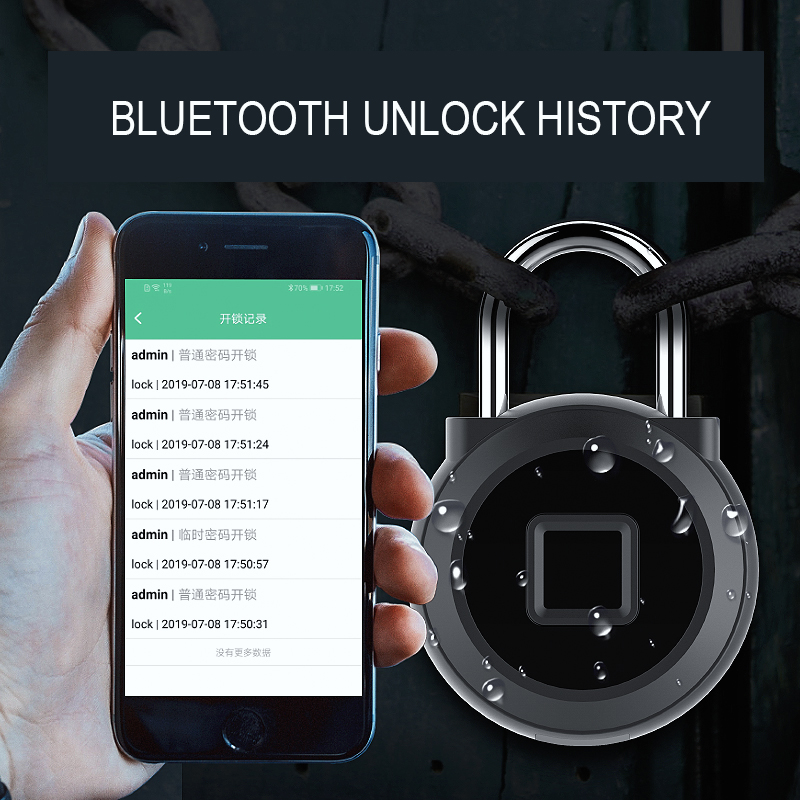Waterdichte Smart Usb Oplaadbare Deur Lock Quick Unlock Hangslot Goud Zilver Bluetooth/Vingerafdruk Slot Keyless