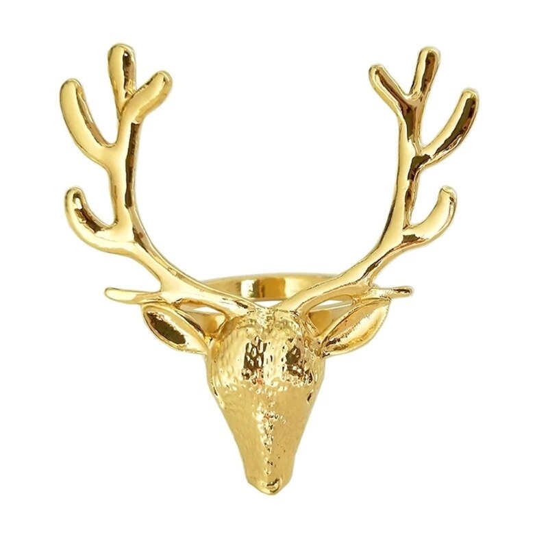6 Stuks Goud Legering Hoge Leuke Duurzaam Delicate Deer Head Creatieve Servet Rin 50JD