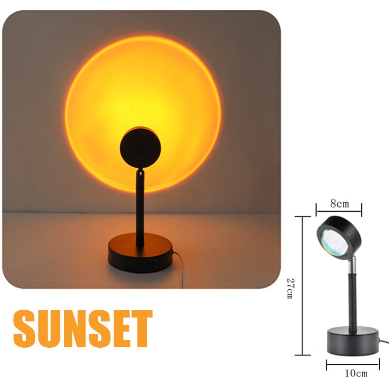 Applique murale à Led avec projecteur de couleur arc-en-ciel et USB, luminaire décoratif d'intérieur, idéal pour un salon ou une chambre à coucher: 8cm Sunset