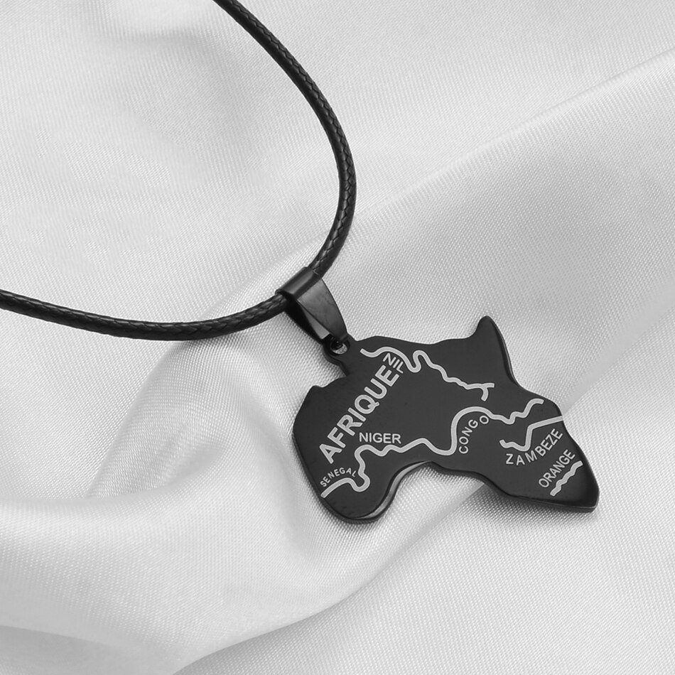 Anniyo Balck Kaart Van Afrika Hanger Touwen Afrikaanse Kaarten Sieraden Kettingen Nigeria, Zuid-afrika, Soedan, ethiopische Afrique #003721H