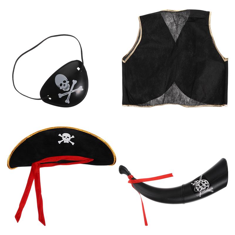 1 set van /4 stuks piratenkostuum rekwisieten, speelgoed voor fantasiespel, verkleedpartij, cosplay, piratenvoorstelling rekwisieten