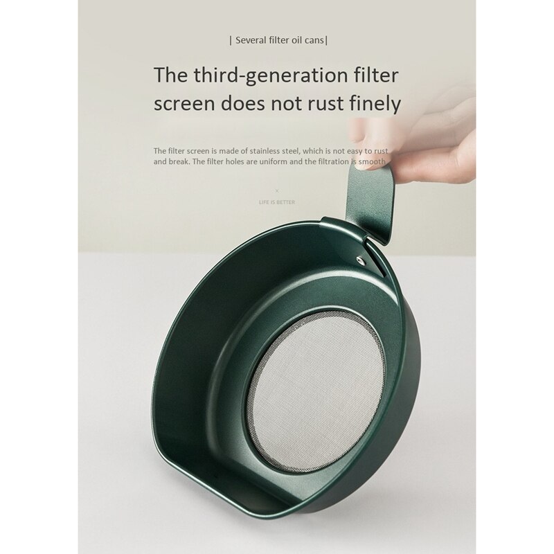 1.7l filtro de armazenamento de óleo da cozinha do agregado familiar garrafa de óleo de aço inoxidável com tampa recipiente de filtro de armazenamento de óleo da cozinha