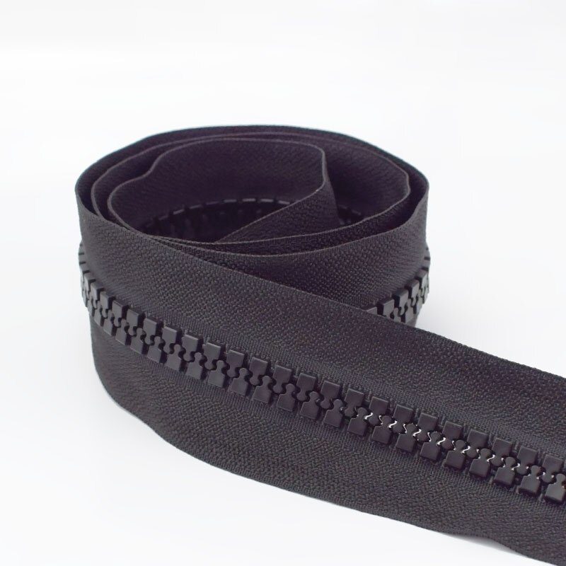 Meetee 10 # cremallera de resina de + simple/de doble cara para la cabeza-1/2M para viajes al aire libre tienda mochila accesorio de costura DIY AP671: black / single side slider / 1 meter