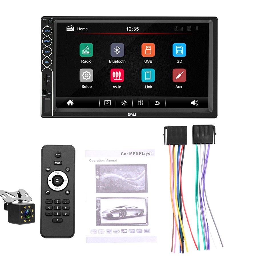 7 "  hd 2 din bil  mp5 multimediaspelare pekskärm auto stereo bluetooth usb tf fm-spelare stöd för apple xr sammankoppling