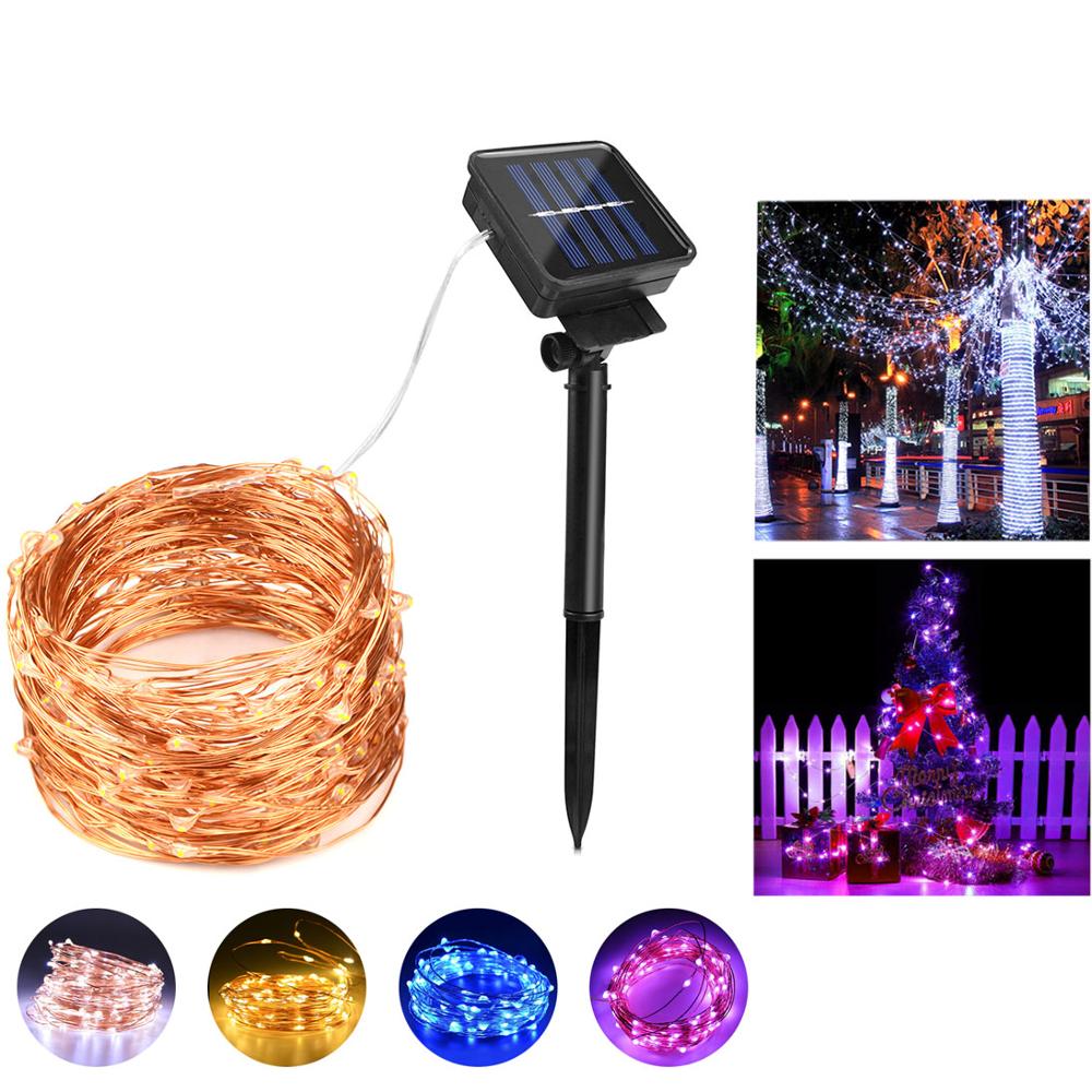 Solar gadelampe led string lys kobber dekoration bryllup udendørs spotlight gade balkon landskab belysning have lys